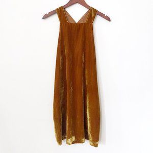 NWT LOFT Velvet Swing Dress in Gold, XS
